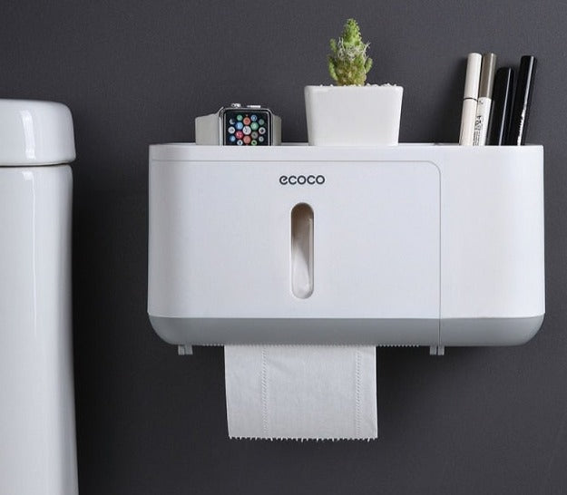 Wall Mounted Toilet Roll Holder With Storage Shelf, Toilet Paper Box, Hand Wiping Tissue Dispenser, Toilet Tissue Rack