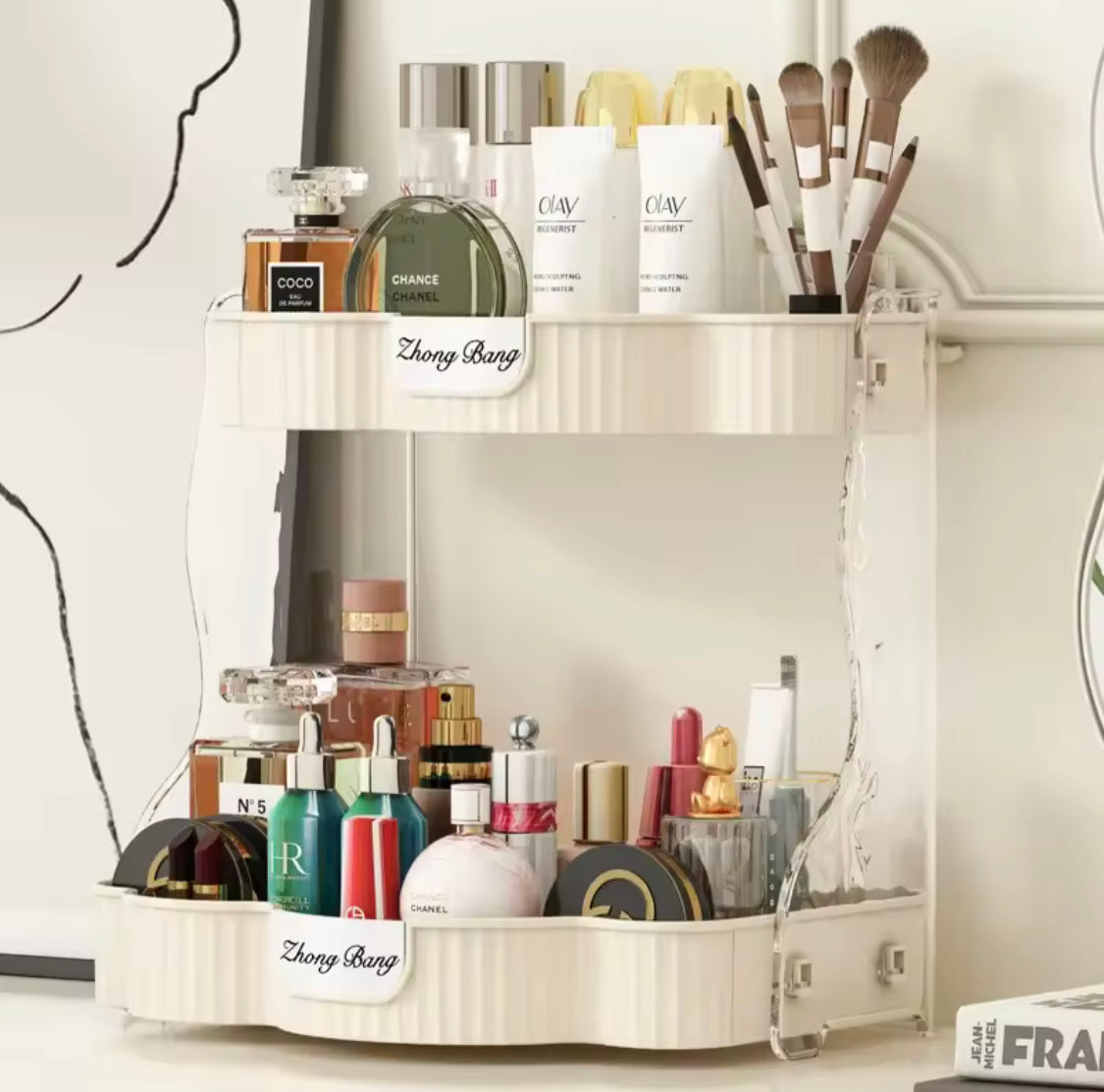 2 Tiers Desktop Storage Rack, Storage Shelf For Skincare And Perfumes, 2 Layer Kitchen Spice Rack, Bathroom Vanity Organizer