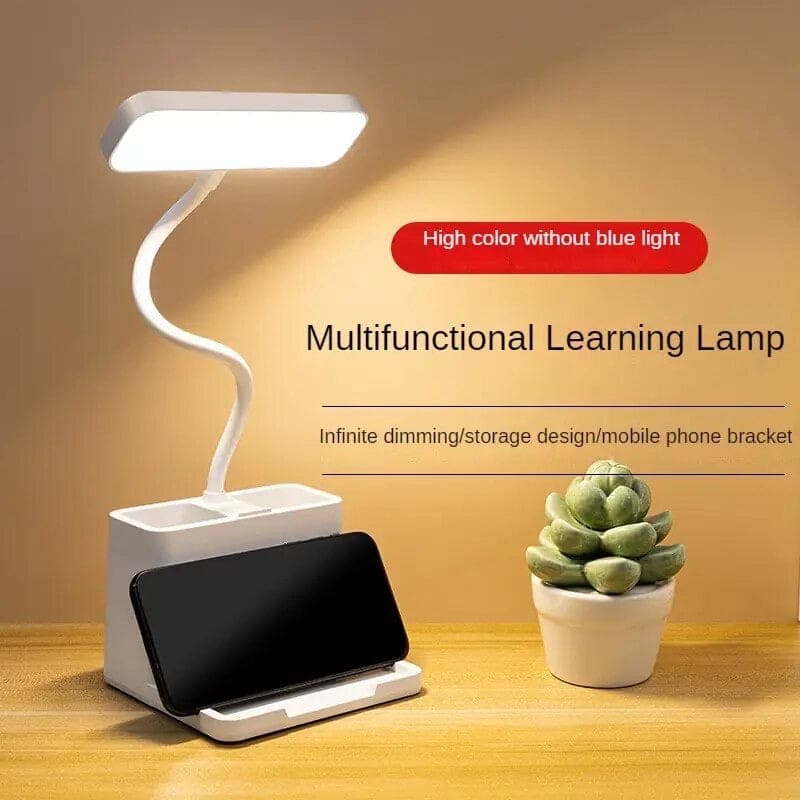 LED Table Lamp With Pen Holder, Long Bright Learning Light, Touch Control Night Light, Rechargeable Study Lamp, 3 Modes Dimming Bedside Light, Adjustable Gooseneck Reading Lamp