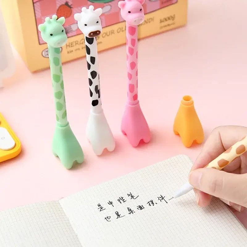 Creative Giraffe Gel Pen, Black Refill Signature Pen, Cute Giraffe Standable Gel Pen, Adorable Cartoon Student Signature Pen, School Office Stationery, Reusable 0.5mm Rollerball Gel Pen