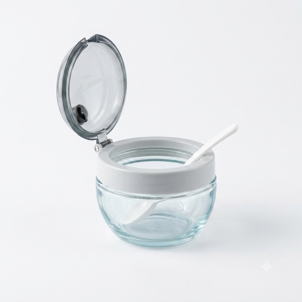 Durable Glass Sugar Bowl, Transparent Kitchen Sugar Pot, Multifunctional Food Storage Jar