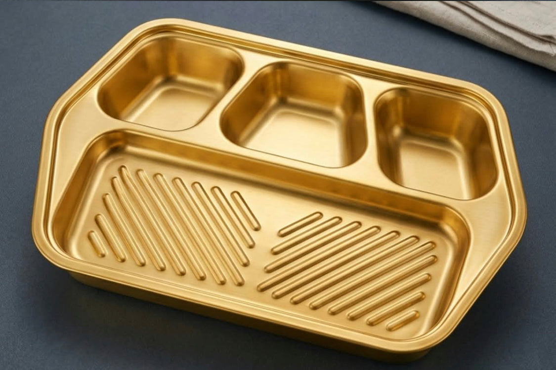 4 Compartment Snack Tray, Multipurpose Snack Serving Platter, Multi Section Snack Platter