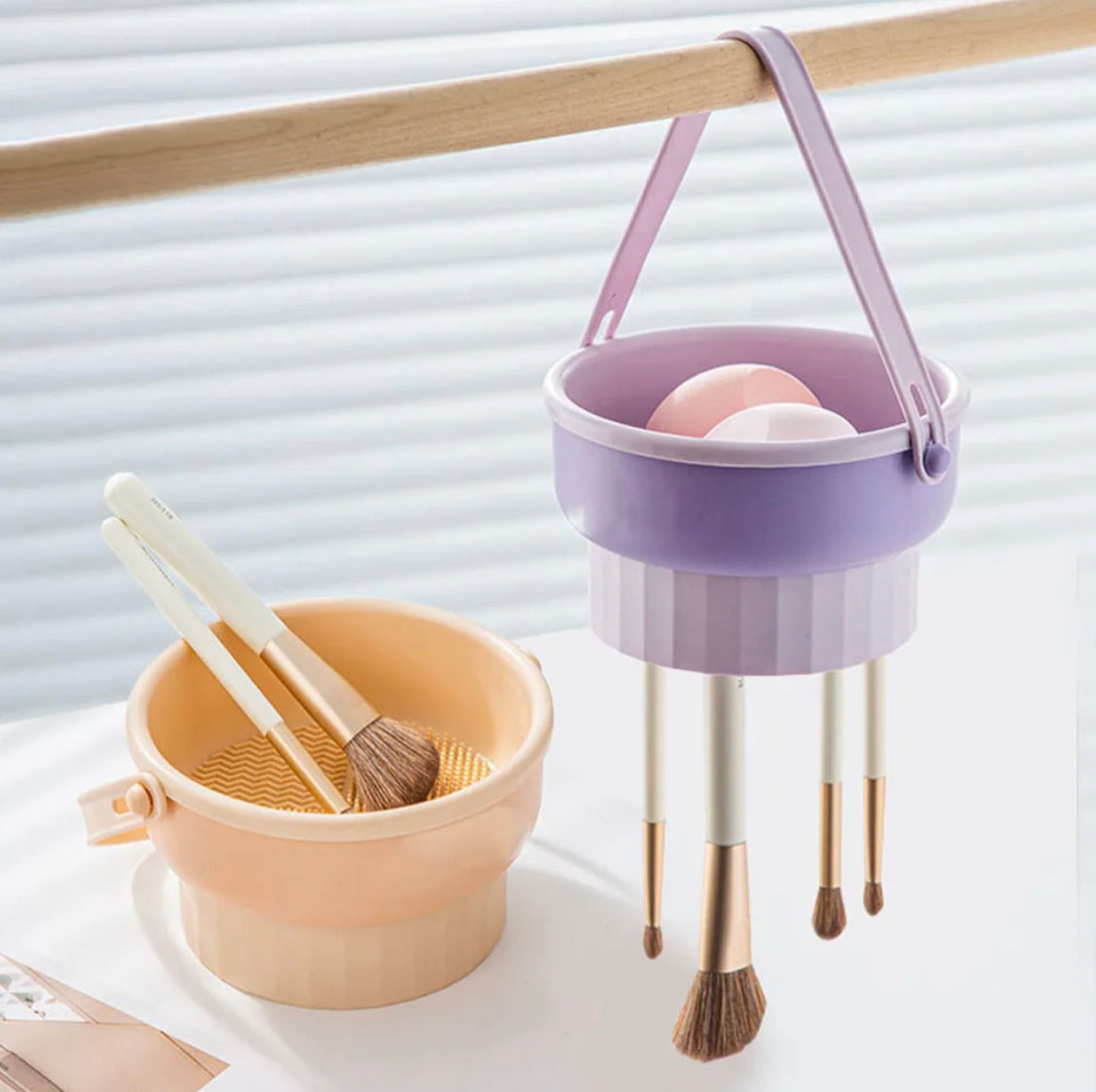 Folding Makeup Brush Cleaning Bowl, Detachable Makeup Brush Cleaner, Women Makeup Cleaner Drying Tools