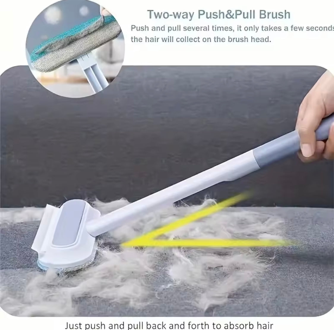 3 In 1 Pet Hair Remover Brush, Long Handle Window Cleaning Brush, Pet Fur Cleaning Tool, Manual Cat Dog Hair Remover Brush