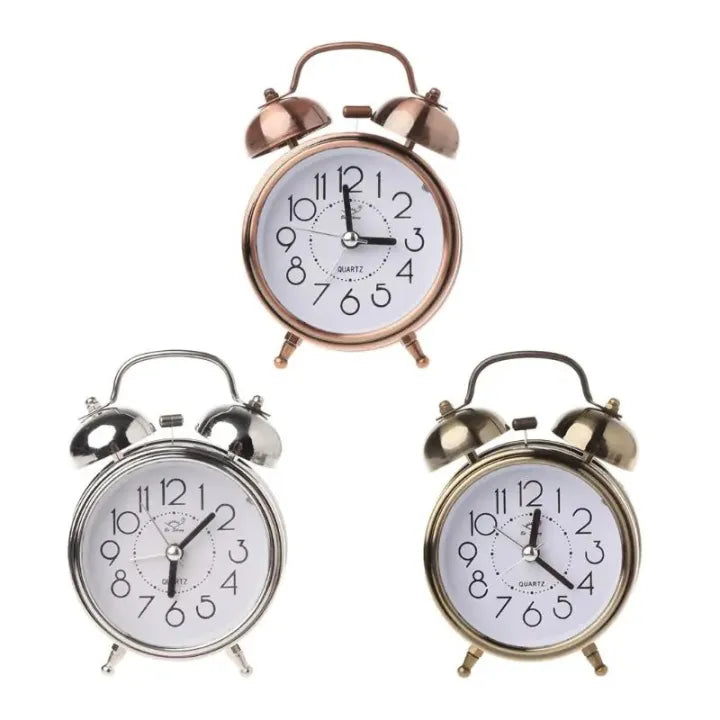 Retro Alarm Clock, Double Tell No Ticking Retro Kids Alarm Clock, Dual Bell Analog Lamp
