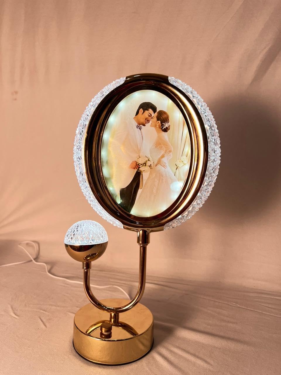 LED Lamp Photo Frame, Room Decor Photo Lamp, Crystal Round Shape Photo ...