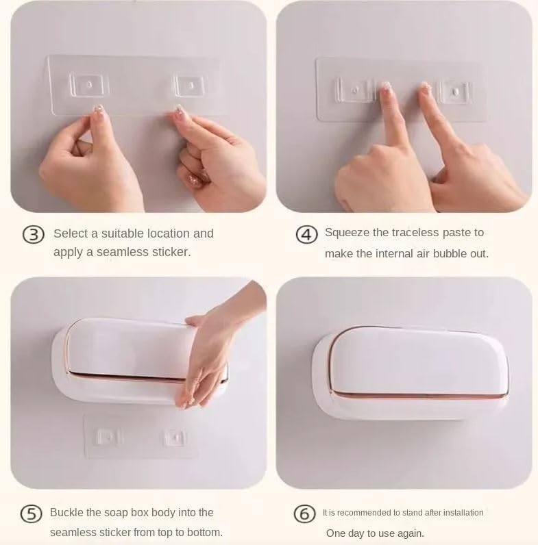 Double Grid Wall Mounted Soap Holder,  Wall Mounted Soap Saver Box, Self Draining Soap Storage Box