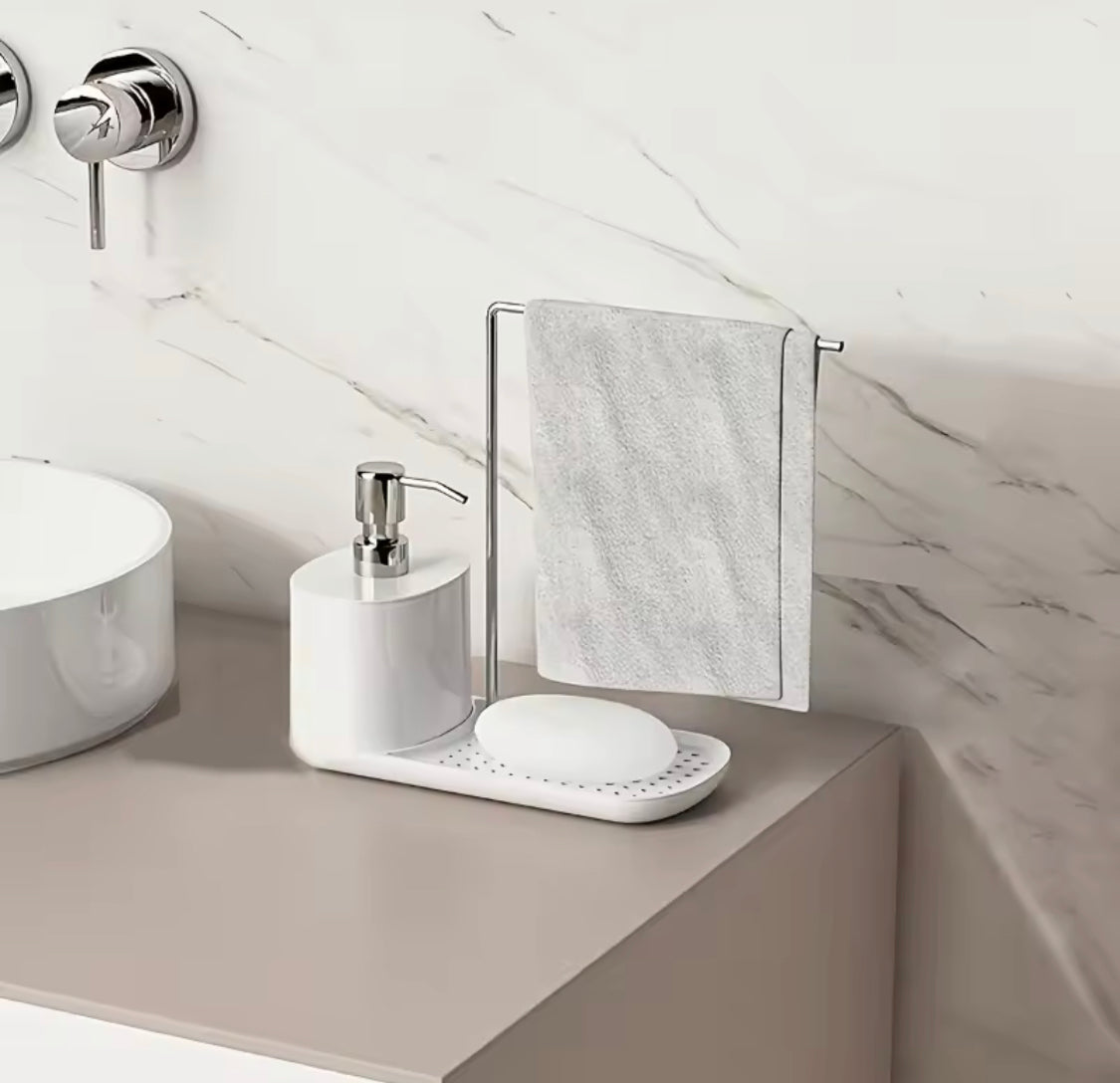 Manual Soap Dispenser With Sponge Holder, Kitchen Countertop Soap Dispenser Rack, Daily Wash Kitchen Caddy