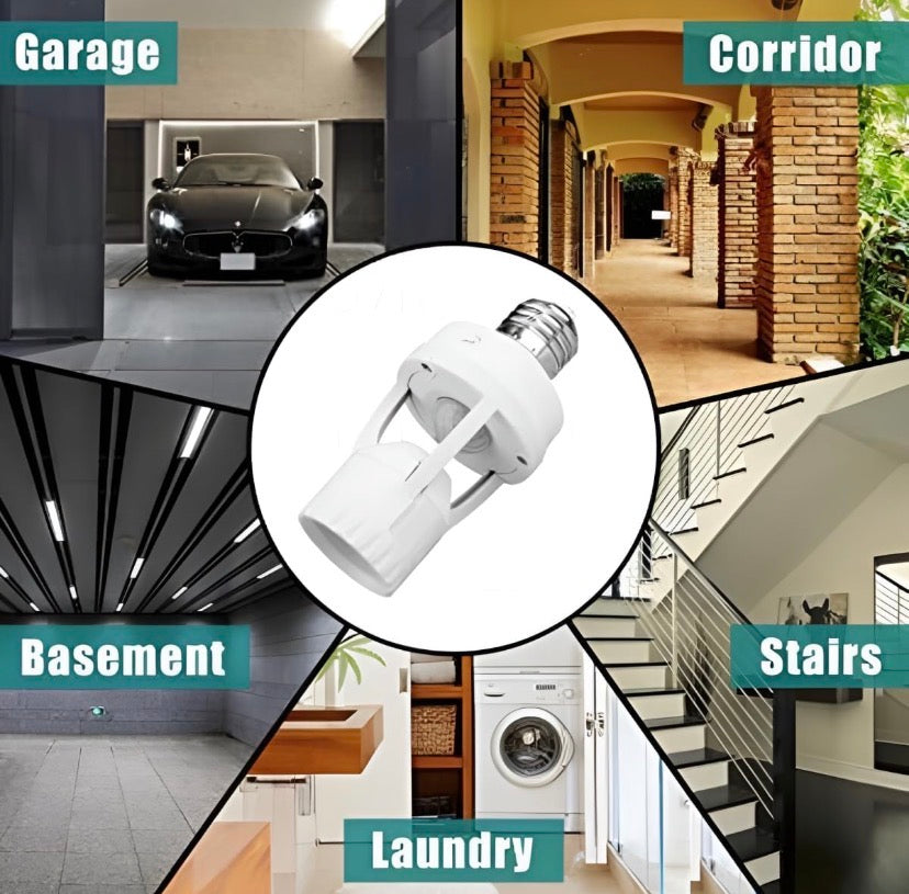 Smart Motion Sensor Bulb Holder, Auto On/Off Light Socket Adapter, Motion Sensor Light Bulb Socket Adapter, Smart Bulb Holder with Motion Detection
