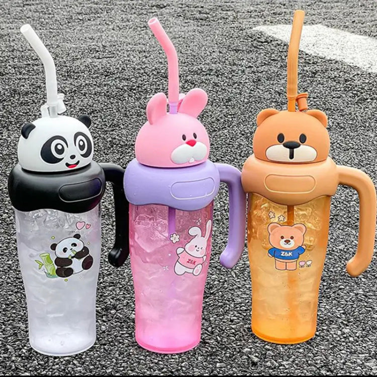 Cute Cartoon Bottle with Handle, Large 750ml Cartoon Water Bottle, Kids Water Bottle