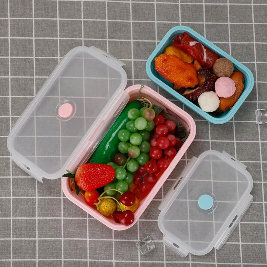 Silicone Food Container With Lid, Microwave Friendly Silicone Food Container, Silicone Folding Bento Lunch Box