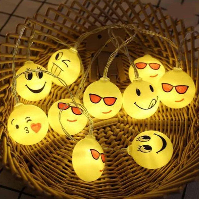 Set of 20 Emoji String Light, Smiley Face String Lights, Novelty String Light, Kids Decor Smiley Lights, Battery Operated Lighting Lamp, Garland Outdoor String Lights Home Decor Party Decoration String Lights, Emoji's Modeling String Lights