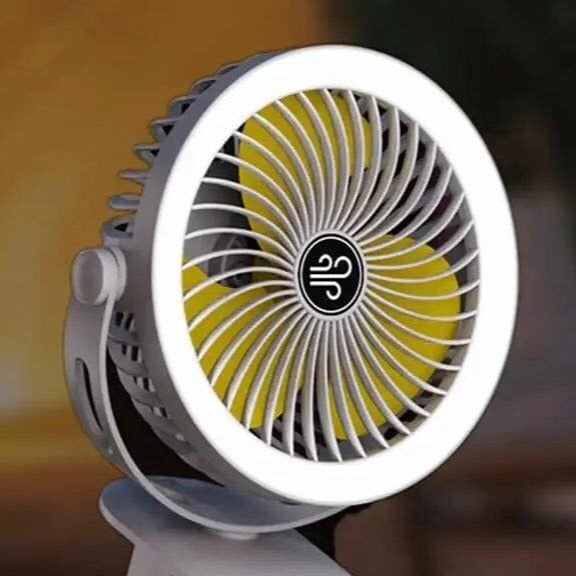 Tent Fan With LED Light, Portable Desk Clip Fan, Rechargeable Clip LED Fan, Comfortable Desktop Small Fan, 3D Cyclic Usb Fan, Three In One Rotary Electric Fan, Dormitory Quiet Office Desktop Clip Charging Fan, Ultra Long Range Silent Clip Fan