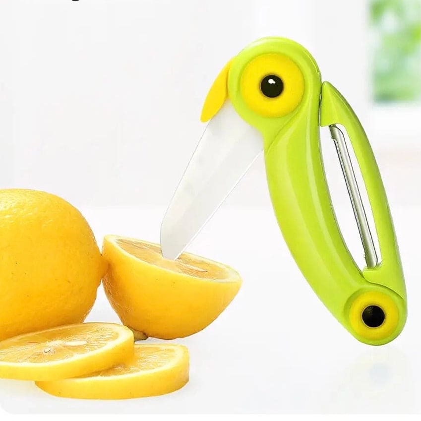 Cartoon Fruit Peeling Knife, Folding Bird Knife With Peelar, Stainless Steel Peeler, Kitchen Vegetable Fruit Cutting Peeling Knife, Multifunctional 2 In 1 Knife