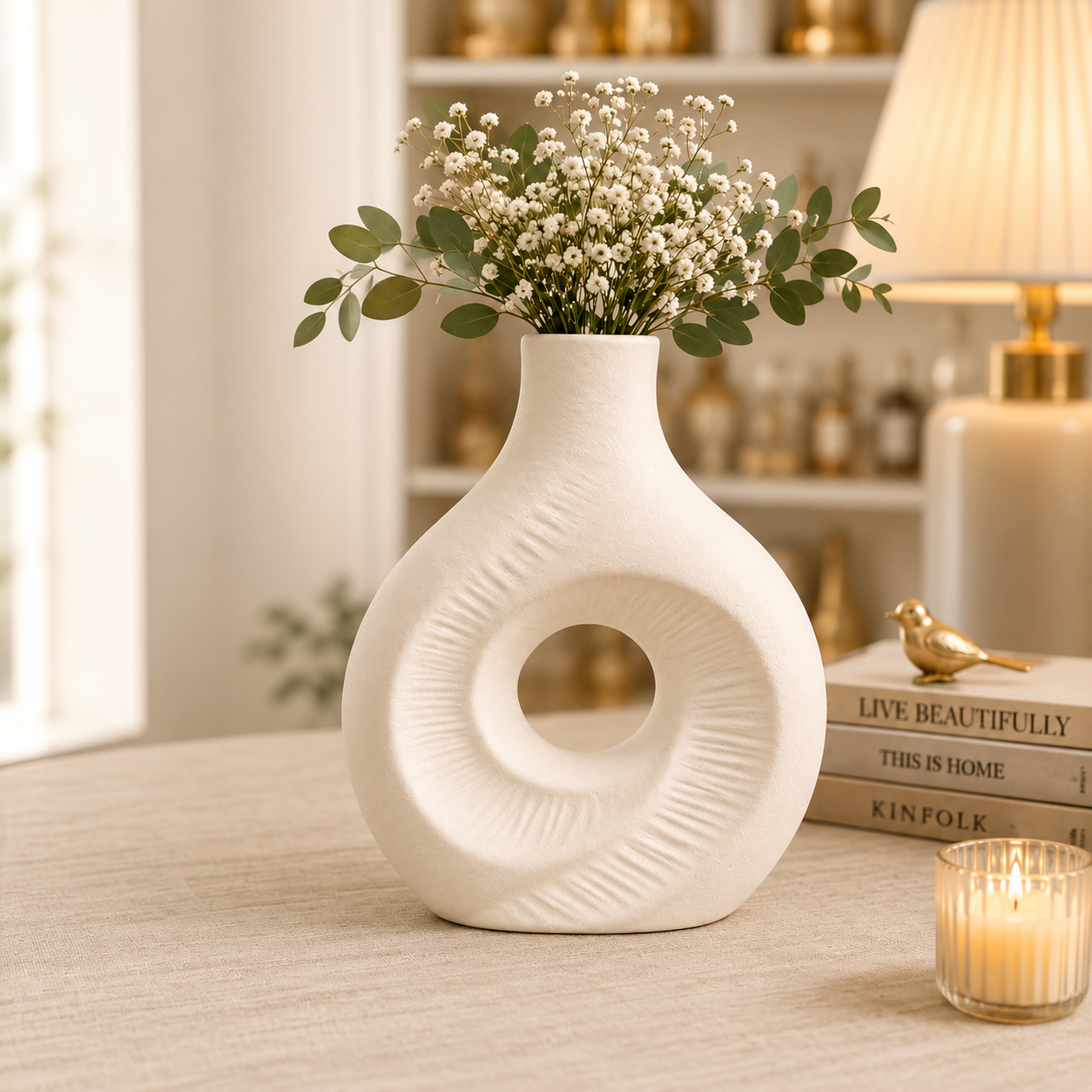 Table Decor Ceramic Flower Vase, Stylish Home Decoration Pot, Handmade Ceramic Vases