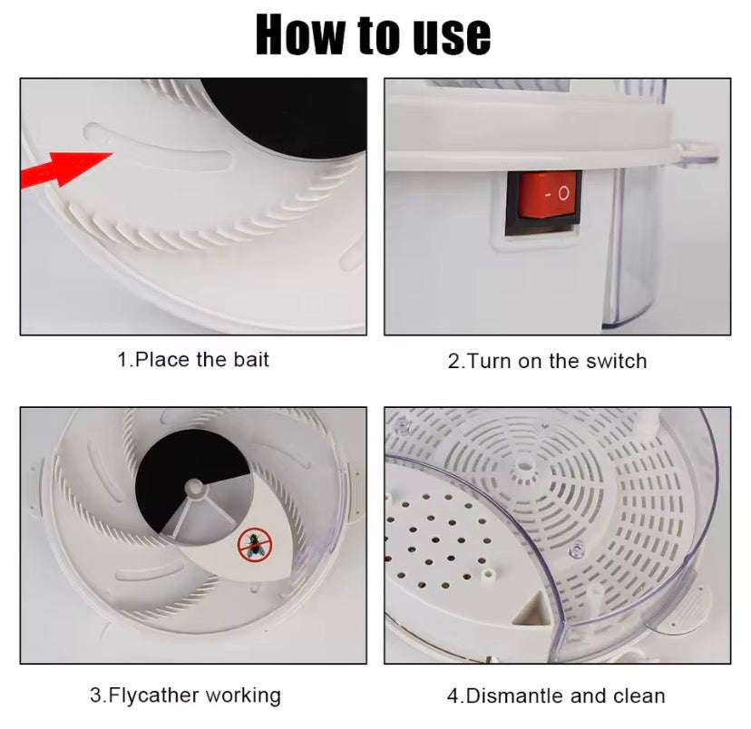 Electric Fly Trap Catcher, Automatic Quiet Insect Flycatcher, Removable Outdoor Garden Flytrap Trap Device