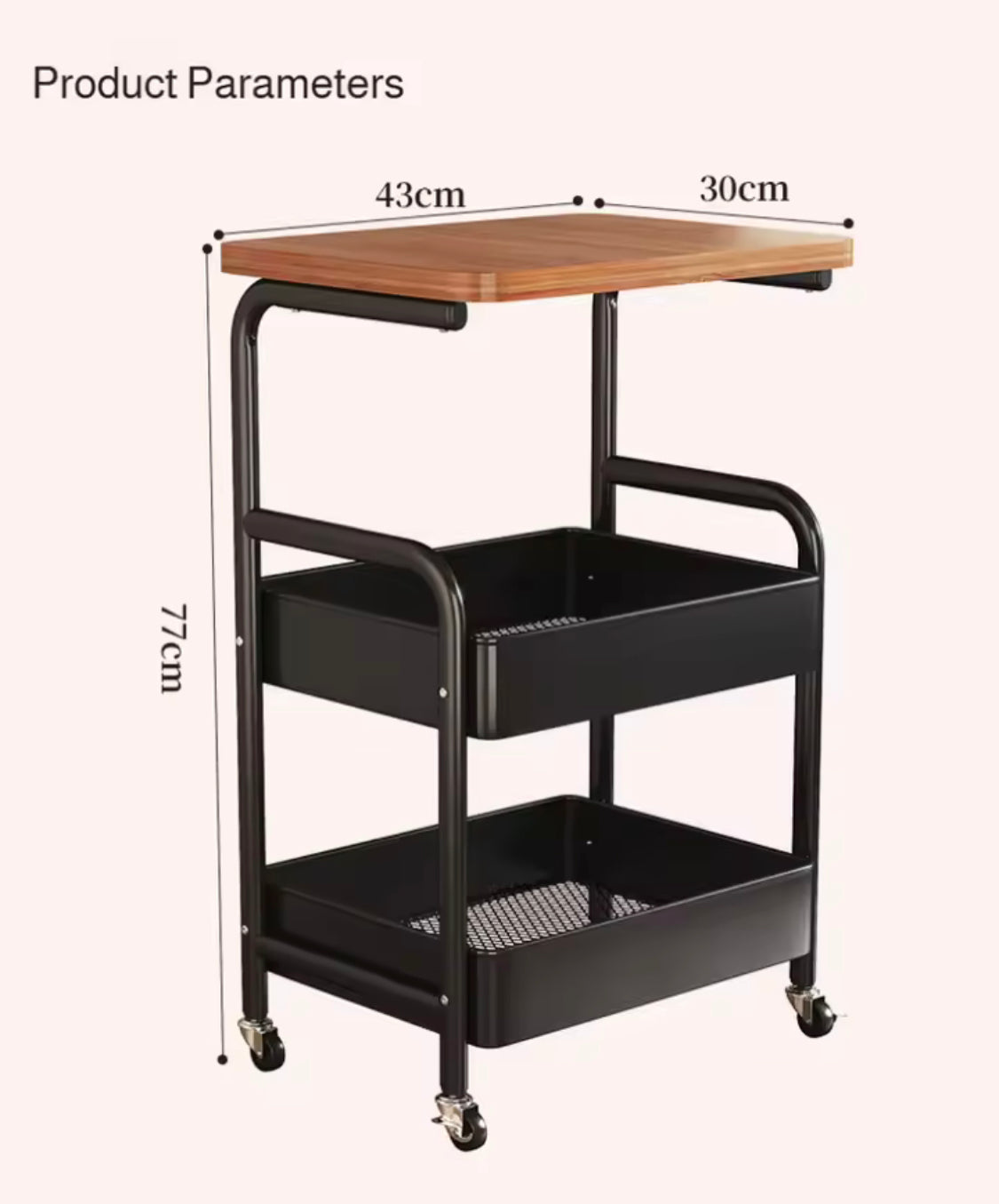 Movable Household Storage Cart, Household Multilayer Storage Rack With Wheels, Storage Rack With Table Board