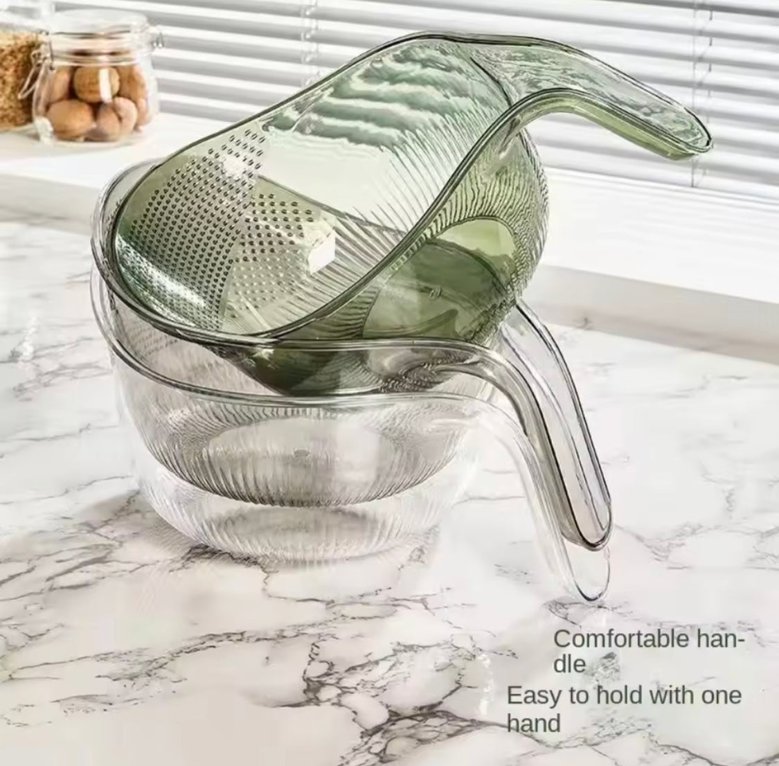 Multifunctional Sink Drain Strainer, Acrylic Rice Washer Drain Basket, Household Draining Bowl