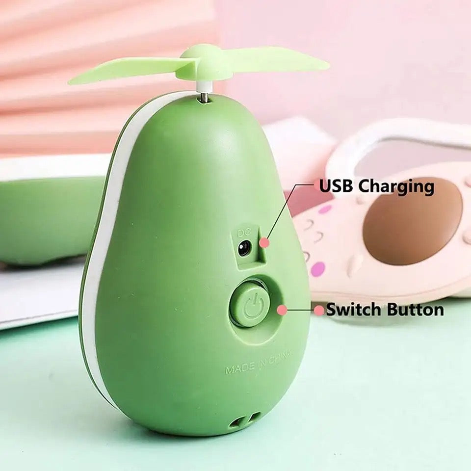 Avocado Mini Cooler Fan, Handheld Fan with Fill Light Mirror, USB Pocket Silent Small Fan, Mini Portable Pocket Fan, Cool Air Hand Held Travel Cooler Cooling Fan