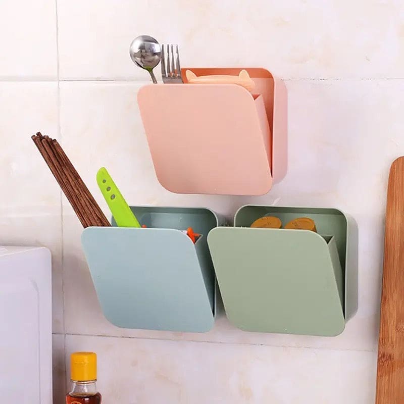 Utility Flip Storage Box, Self-adhesive Wall Storage Box, Multifunctional Punch Free Swab Holder, Removable Sealed Square Storage Bin, Kitchen Tableware Storage Shelf, Kitchen Bathroom Wall Organizer