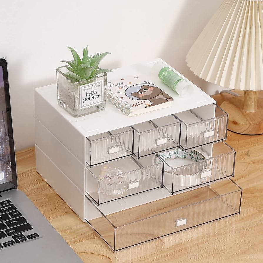 Stackable 6 Drawers Desk Organizer, Makeup Storage Accessories, Makeup And Jewelry Drawer Organizer