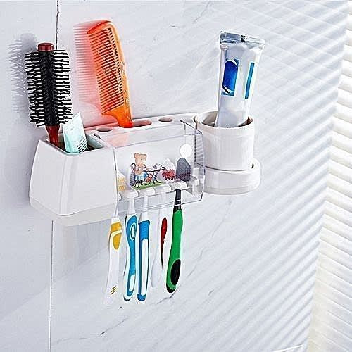 5 Solt Toothbrush Holder Storage Box, Bathroom Shelf Toothbrush Storage Rack, Family Bath Toothpaste Storage Rack