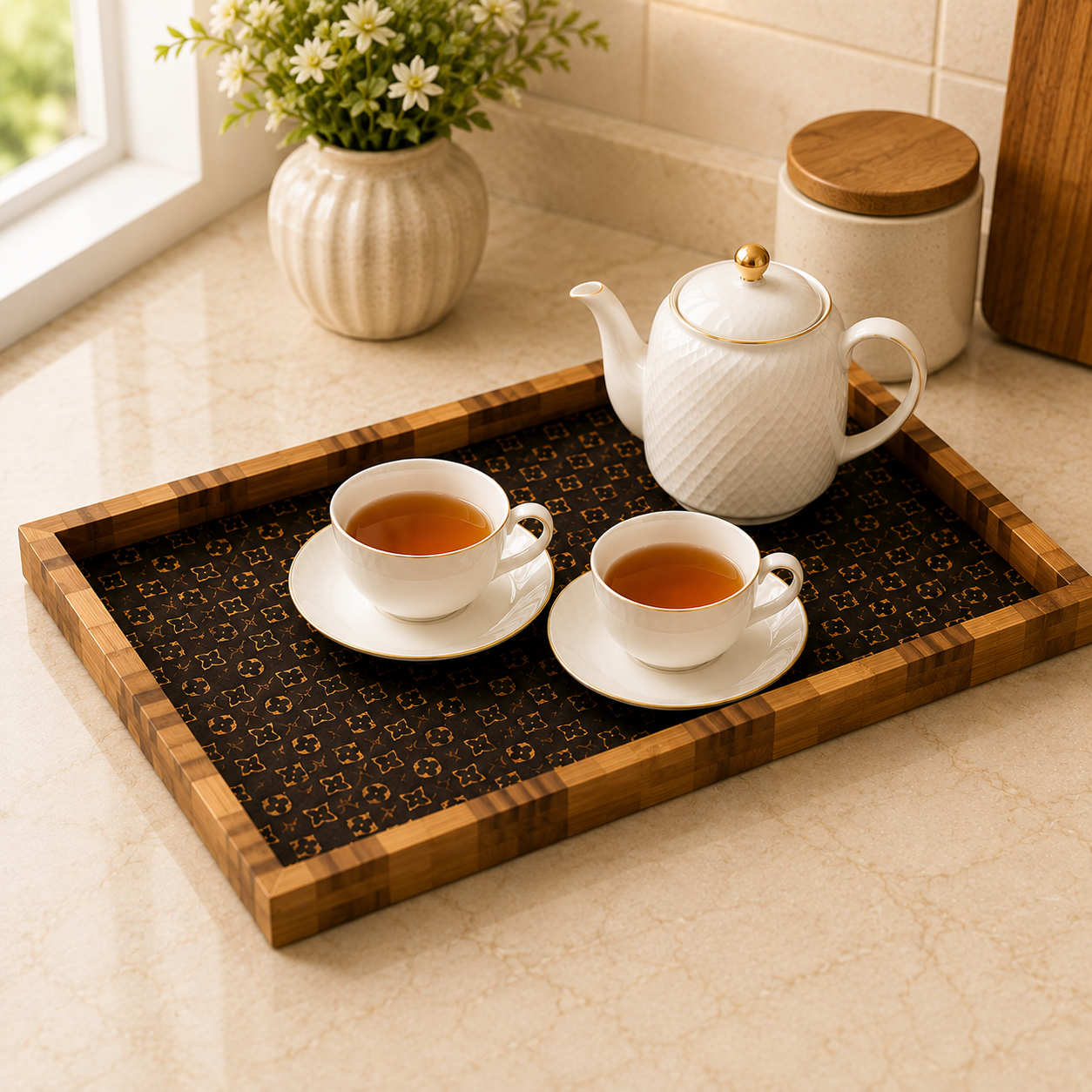 Set Of 3 Luxury Wooden Display Tray Set, Wooden Home Essentials Tray Set, Multipurpose Wooden Serving Tray, Classic Wooden Breakfast Tray