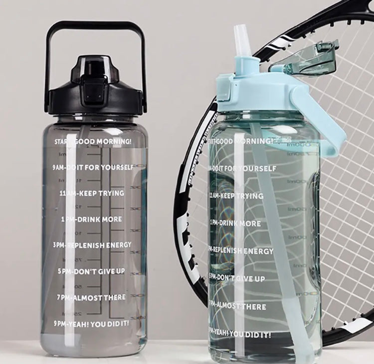 Set Of 3 Large Capacity Water Bottle, Portable Large Bottle With Straw,Transparent Refillable Leakproof Water Bottle