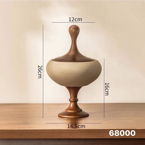 Heritage Wood And Ceramic Bowl, Royal Pedestal Dry Fruit Bowl, Classic Tabletop Nut Bowl
