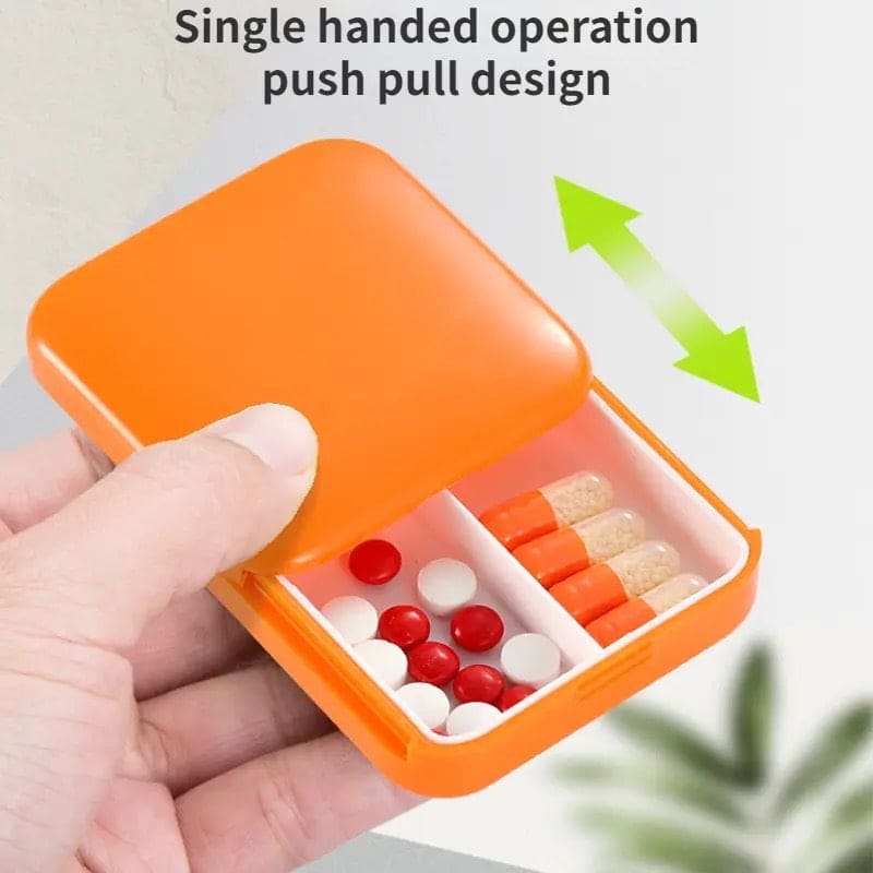 Portable Push Pull Pill Box, Square Pill Case, Mini Two Compartment Plastic Tablet Holder, Sub Packed Medicine Box, Home Storage Medicine Box, Vitamins Medicine Tablet Organizer, Pocket Pill Box, Times A Day Medicine Tablet Dispenser