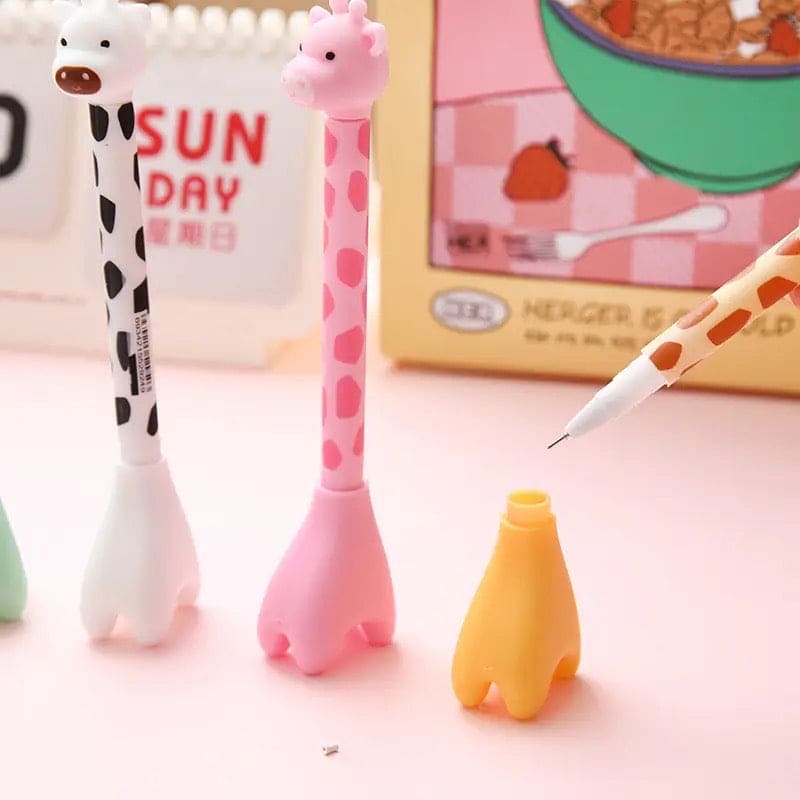 Creative Giraffe Gel Pen, Black Refill Signature Pen, Cute Giraffe Standable Gel Pen, Adorable Cartoon Student Signature Pen, School Office Stationery, Reusable 0.5mm Rollerball Gel Pen