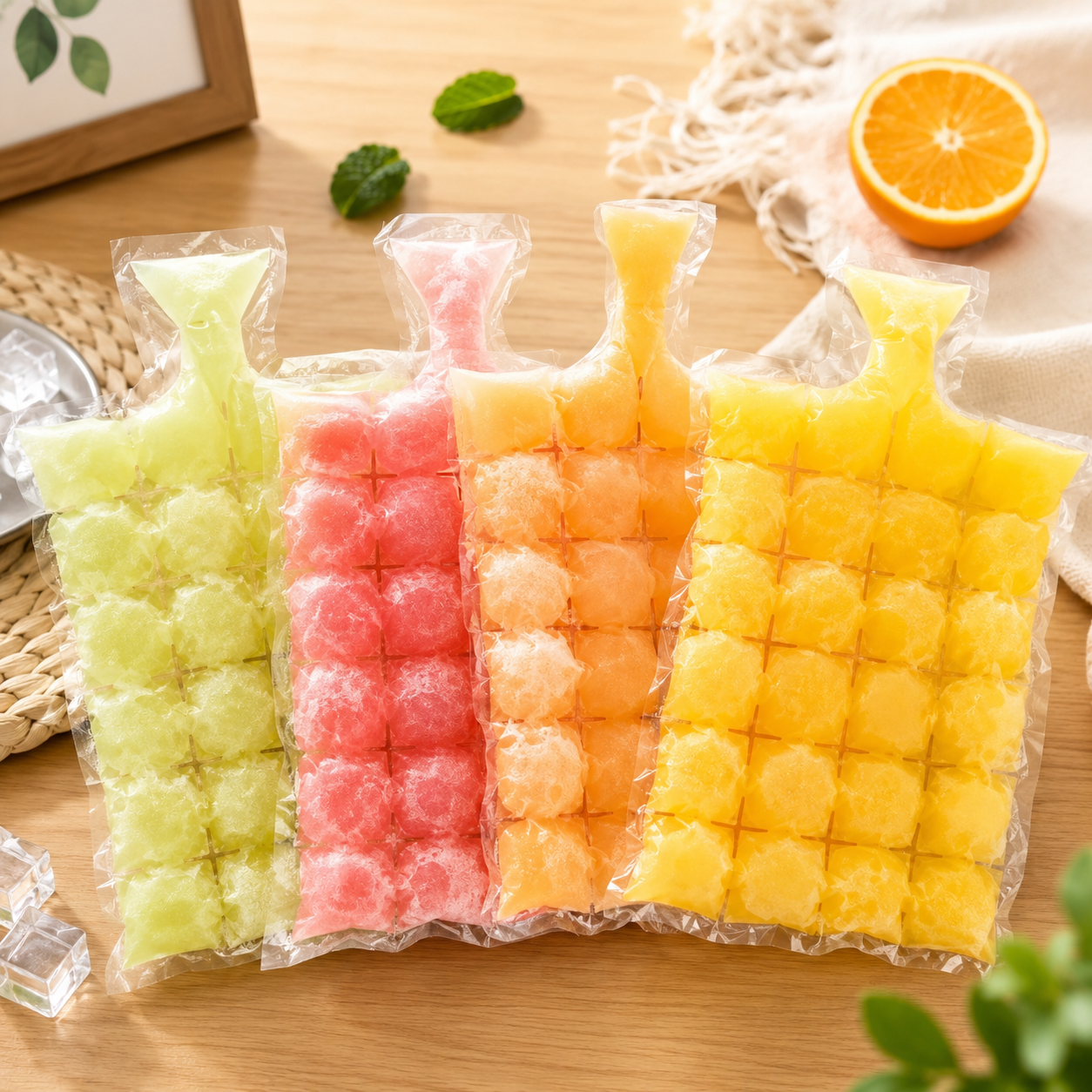 10 Pcs Reusable Juice Ice Cube Bags, Reusable Baby Food And Juice Freezer Pouch, Leakproof Reusable Ice Cube Storage Pouch