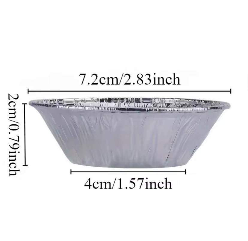 50pcs Disposable Aluminium Foil Round Cake Mold, Aluminum Foil Pans Cups, Disposable Tinfoil Tart Pan