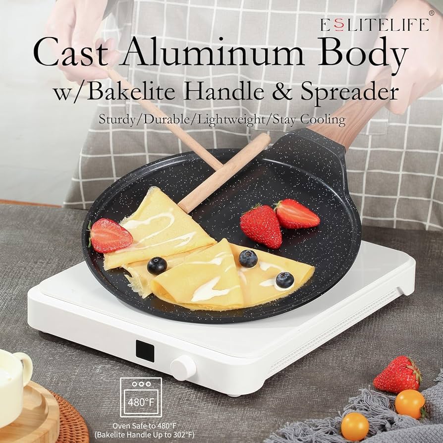 Non Stick Crepe Pan With Handle, Heat Resistant Frying Pan, Household Breakfast Maker Pan