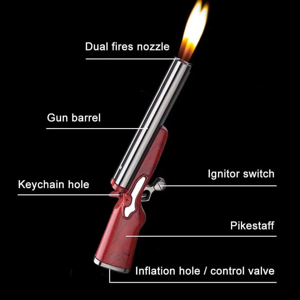 Double Barrel Gun Lighter, Gun Dual Flames Lighter, Metal Small Gun Shape Lighter, Windproof Double Flame Torch Lighter