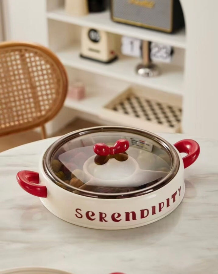 4 Grids Dried Fruit Tray With Transparent Lid, Dust Proof Fruit Storage Basin, Candy Snack Storage Basket