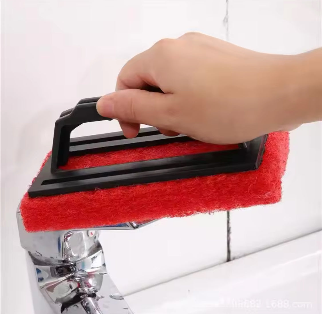 Kitchen Sink Cleaning Sponge With Handle, Wall Sponge Magic Wipe, Multipurpose Ultra Fine Fiber Cleaning Brush, Handheld Sponge Cleaning Brush