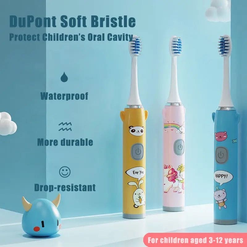 Children Electric Toothbrush, Cartoon Pattern Battery Powered Soft Brush, Rechargeable Toothbrush