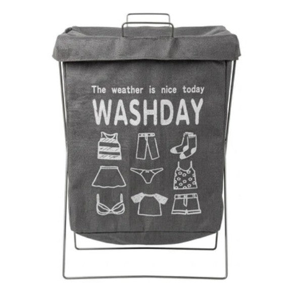 Collapsible Laundry Hamper Basket with Iron X Frame, Folding Washing Clothes Storage Basket, Waterproof Storage Hamper Organizer