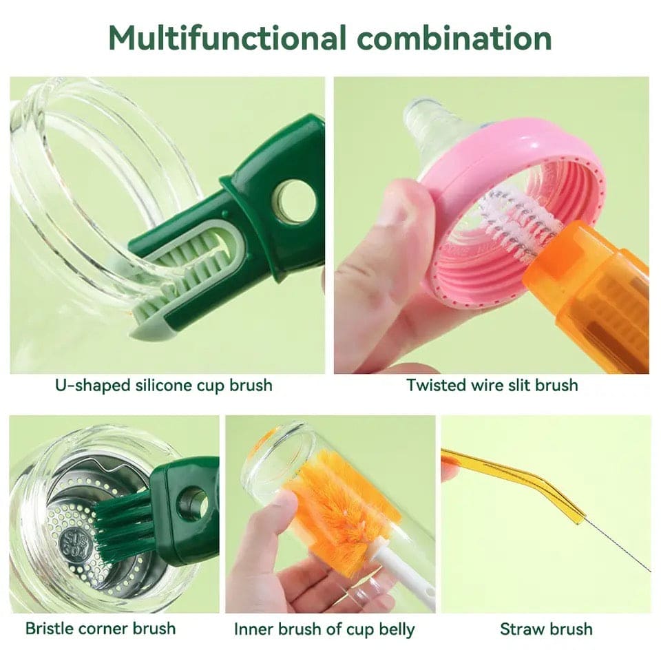 5 In 1 Cup Cleaning Brush, Multifunctional Long Handle Cup Wash Brush, Portable Clean Up Water Bottles Brush, Silicone Cup Cleaning Brush, Bottle Cleaning Brush Kit, Insulation Cleaning Brush, Ergonomic Grip Cup Brush, Groove Cleaning Brush