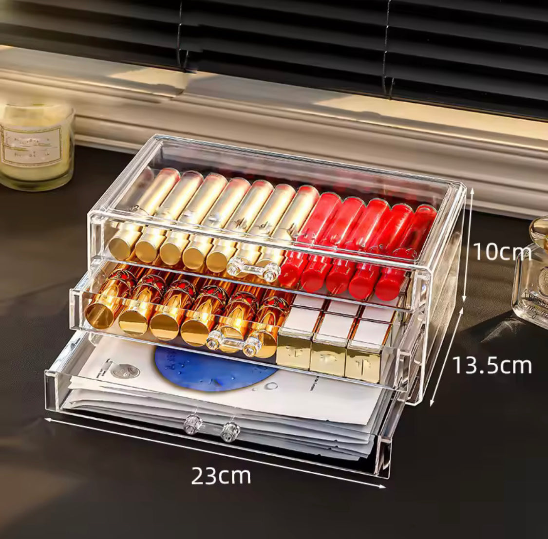 Multi Layer Makeup Organizer with Drawers, Elegant Clear Acrylic Vanity Organizer, Transparent Makeup Organizer with Drawers, Acrylic Lipstick & Cosmetic Organizer