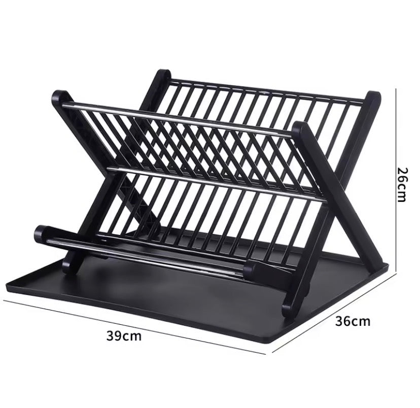 Foldable Dish Drying Rack, Heavy Duty Countertop Dish Drainer, Large Capacity Kitchen Dish Drying Rack, Space Saving Storage Rack Organizer