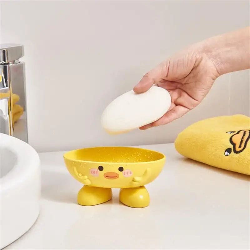 Eco Friendly Duck Soap Drain Box, Multifunctional Drain Soap And Sponge Holder, Cute Cartoon Oval Shaped Soap Dish