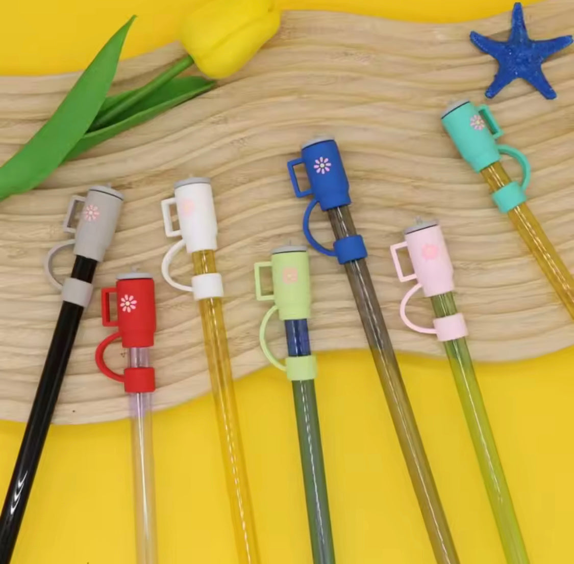 Set Of 3 Silicone Straw Topper, Dust Proof Tumbler Straw Cover, Reusable Straw Tips, Straw Cup Accessories