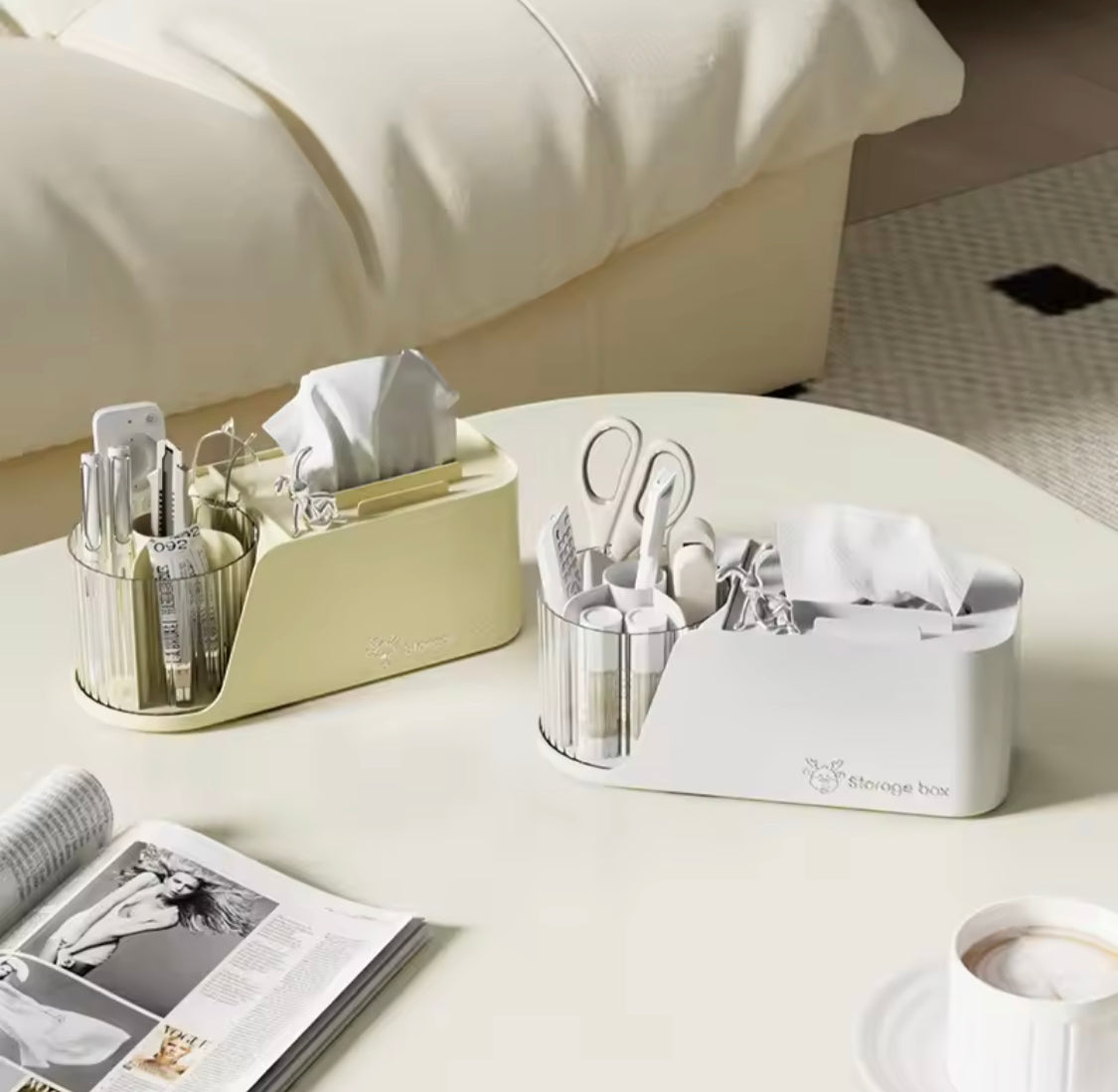 Multifunctional Rotating Pen Holder With Tissue Box, Creative Phone Holder With Tissue Dispenser, Desktop storage box