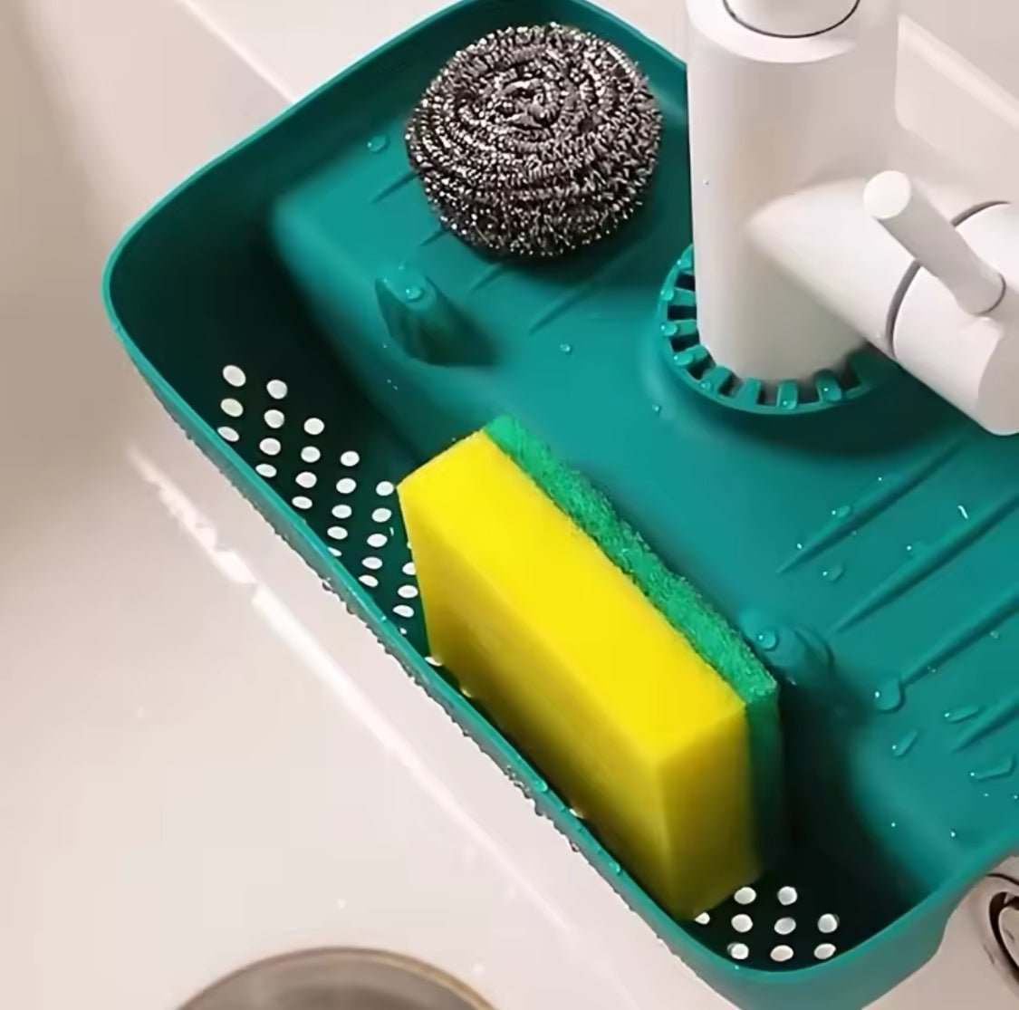 Silicone Sink Drain Faucet Rack, Non Slip Countertop Kitchen sponge rag, Soap Draining Rack