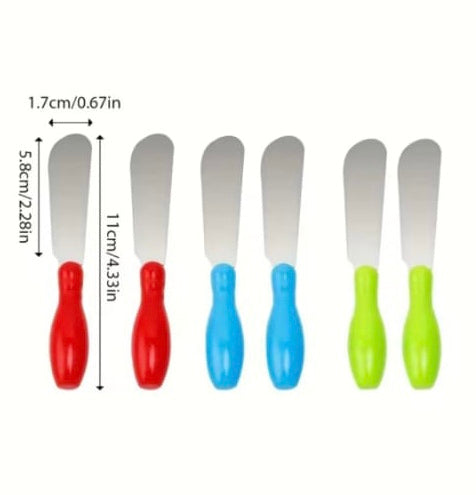 6pcs Butter Knife With Plastic Handle, Butter Cream Icing Frosting Knife, Kitchen Cake Decoration Tools