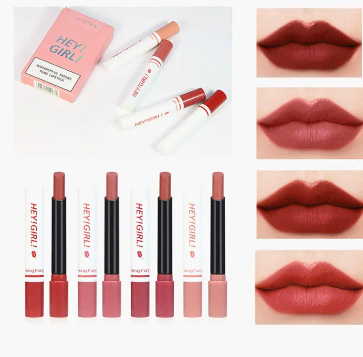 Cigarette Shape Lipstick Set, Waterproof Smoke Tube Shape Lipsticks, Long Lasting Moisturizing Lip Gloss