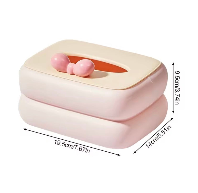Kawaii Bow Tissue Holder, Candy Colour Tissue Box Cover, Living Room Tissue Dispenser, Home Decor Accessories