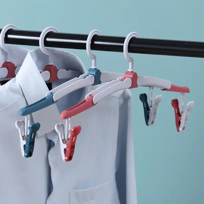 Folding Cloth Hanger, Multifunctional Windproof Clip Drying Rack, Household Anti Slip Clothes Holder, Travel Essentials Clothes Rack, Home Wardrobe Storage Rack, Anti Skid Coat Hangers, Space Saving Hangers for Home Travel Outdoor Camping